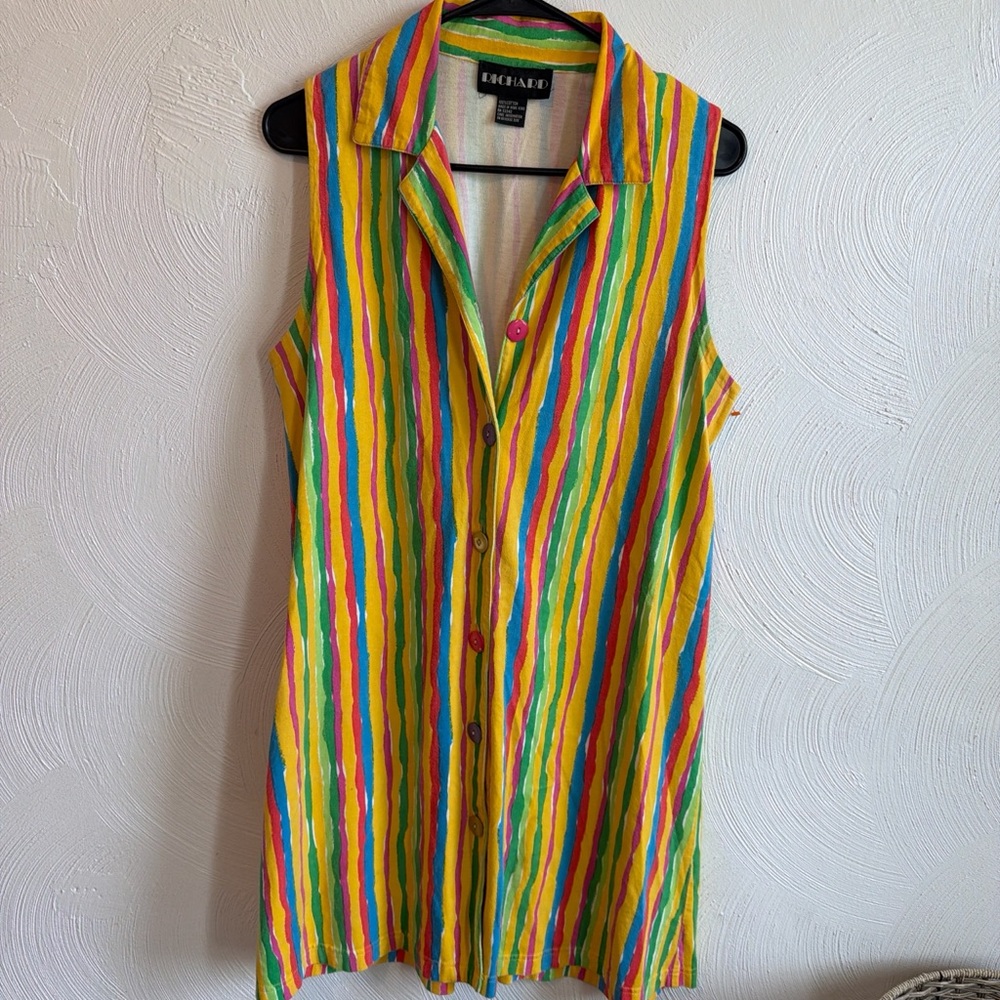 Yellow Multicolor Striped Midi Dress